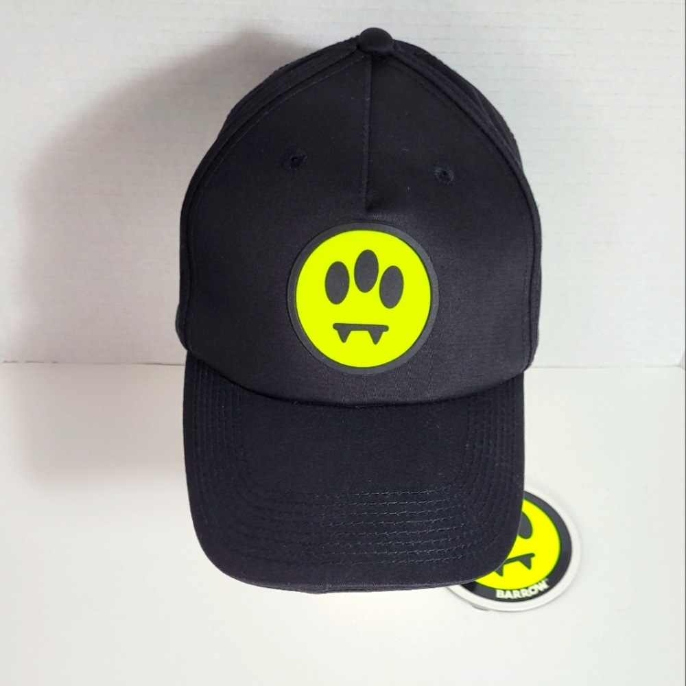 NEW Barrow Front Logo 100% Cotton Black Baseball Cap Hat 💚 GIALLO FLUO